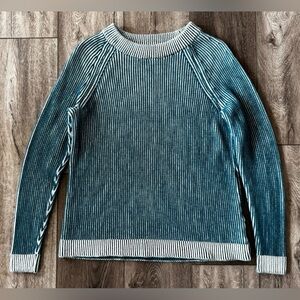 Lands’ End Drifter Women’s S / T (6-8) Cotton Shaker Sweater Teal Ribbed Knit